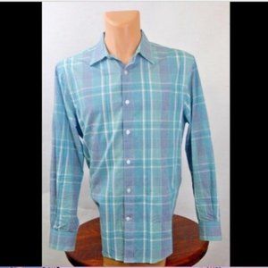 Perry Ellis Blue Plaid Long Sleeve Shirt Size L